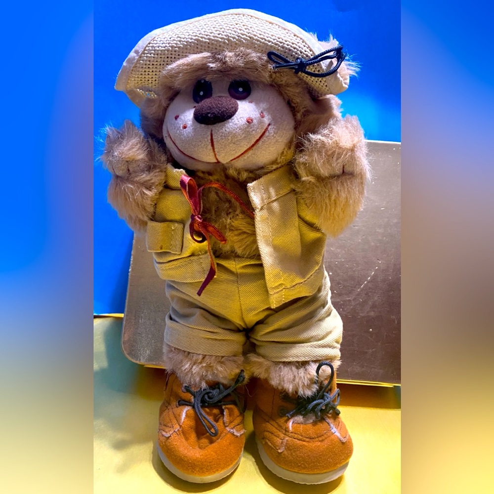Trappers Vintage Outdoors Hiking Teddy Bear Plush wearing Trappers Hiking Boots